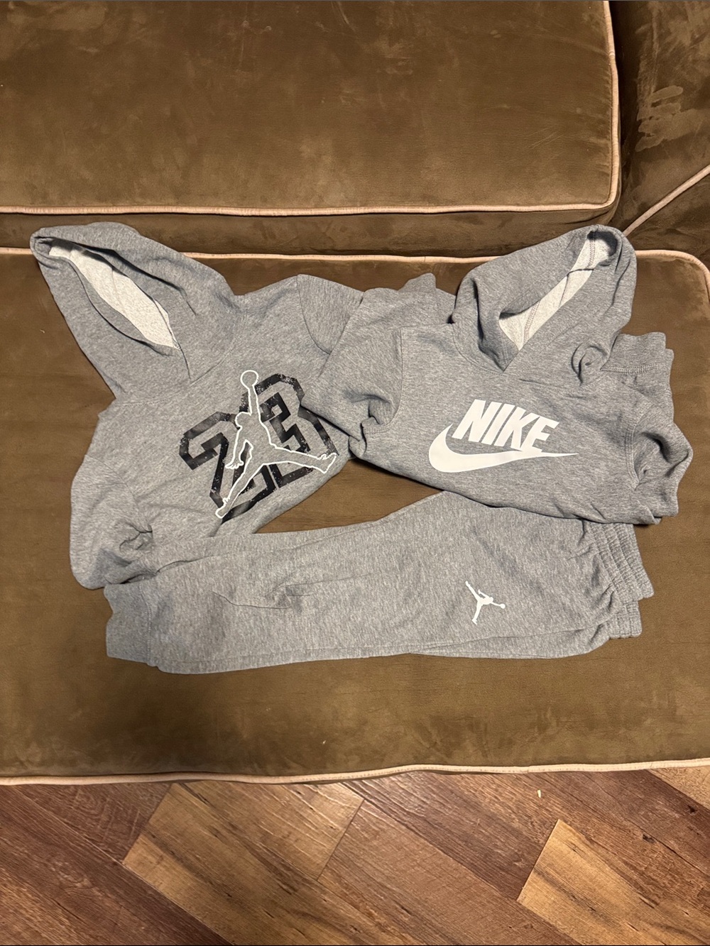Nike Kids Gray Matching Hoodie & Sweatpants Set